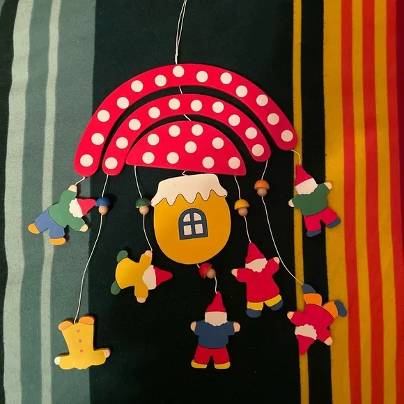 Wooden Mushroom Gnome Baby Mobile Made in Germany 🍄❤️🌲 - Picture 6 of 7